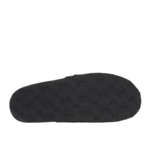 NEW Pajar Women Stevie Black Vegan Plush Faux Fur Cozy Slipper Text Print Trim - Picture 5 of 5
